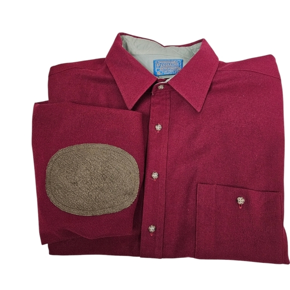 Vintage 90s Pendleton Cranberry 100% Wool Trail Button Down Shirt Size‎ XL A96 - Picture 1 of 10